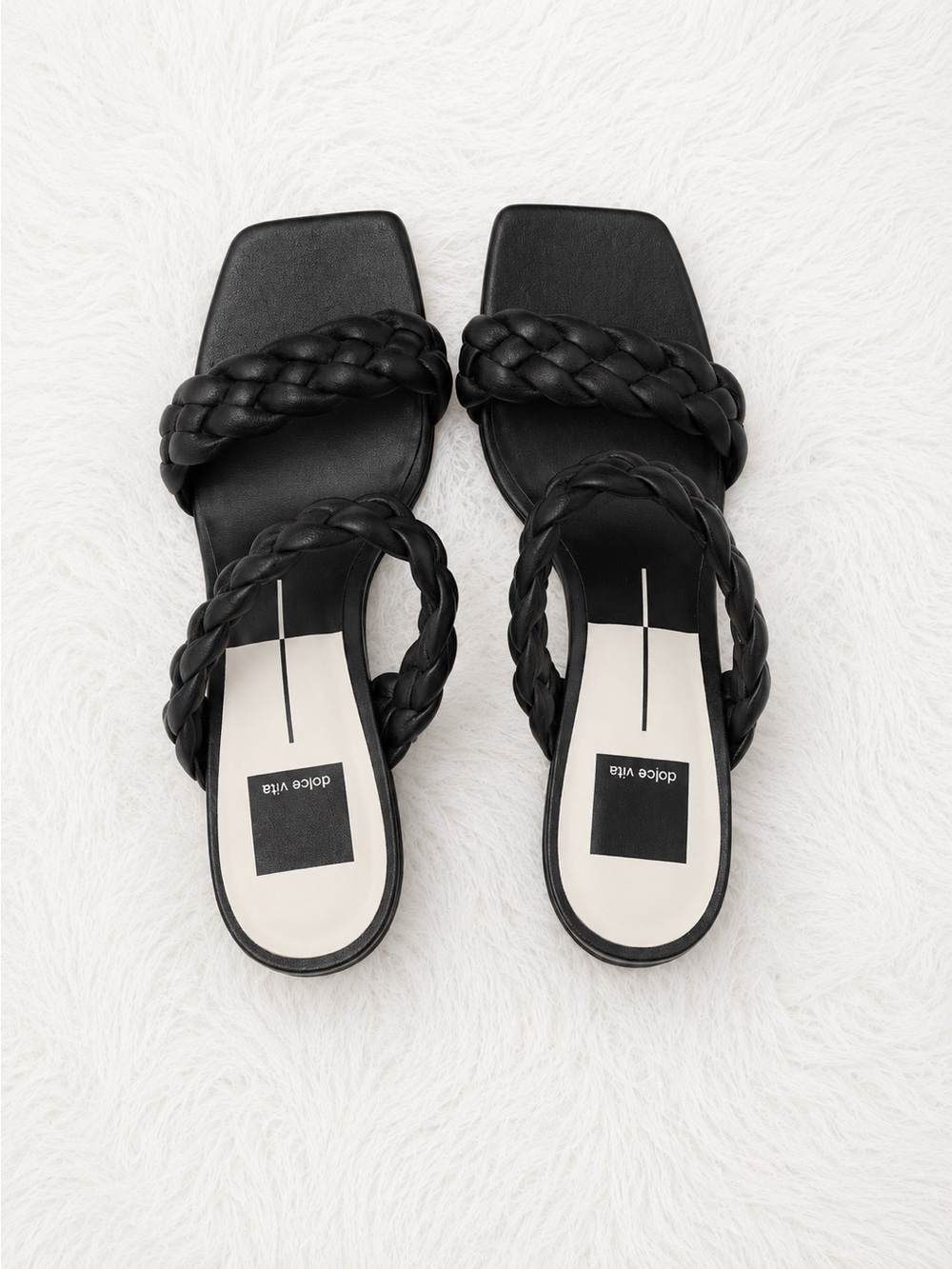 Dolce Vita Braided Block Heel Sandals Women’s Size 7 Black Square Toe Trendy - Picture 4 of 6